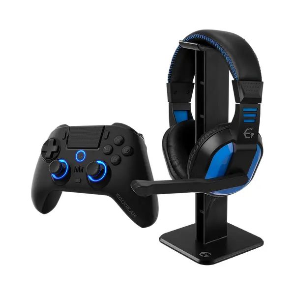 EgoGear SBP30-P4-Bk Gaming-Controller Schwarz, Blau Bluetooth Gamepad + Headset Digital PlayStation 4 thumbnail