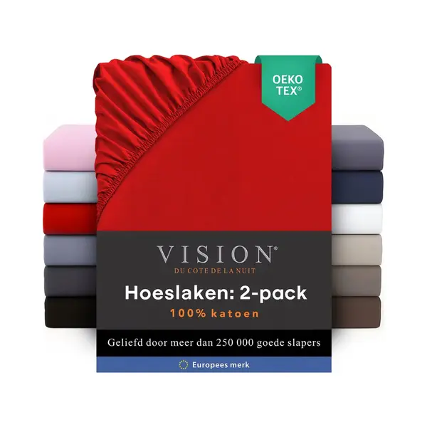 Vision 2 Spannbettlaken, 90 X 200 Cm, Farbe, Rot, 100% Baumwolle, 57 Fäden, 4 Elastische Ecken, Spannhöhe 30 Cm thumbnail
