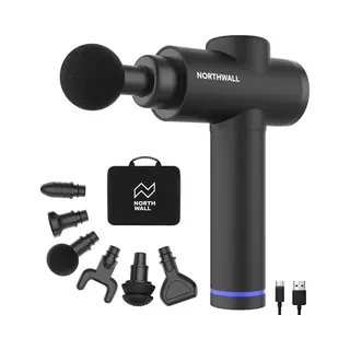 Northwall Massage Gun - 6 Aufsätze - Leistungsstark - Kabellos - Schwarz