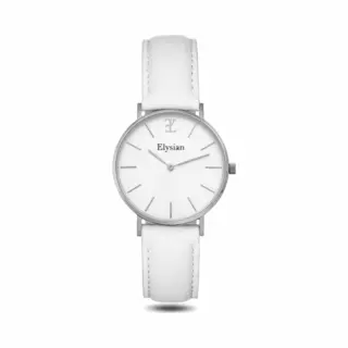 Elysian Horloge Dames Zilver - 36mm - Leren Band - 5ATM Waterdicht - Cadeau Voor Vrouw