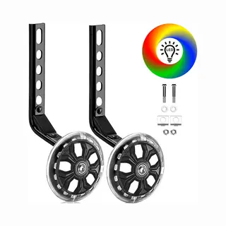 Tikkens® Led Zijwieltjes - Kinderfietsaccessoires - Geschikt Voor 12-20 Inch - Zwart (2 Stuks)