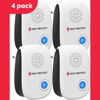 Pest Protest 4-Pack Ultrasonische Muizenverjager - Ongedierte Verjager Voor Binnen - Diervriendelijke Muizen En Insecten Bestrijding - Ultrasone