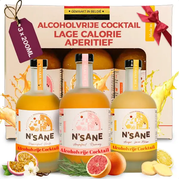 N'sane N’Sane Tasting Box 3 X 200ml - Alcoholvrije Drank - Cocktail Mixer - Basis Voor Cocktails En Mocktails thumbnail