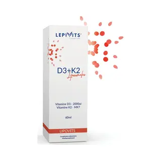 Vit D3+K2 Liposomales Vegan | 60ml |Evenwichtige Inname Van Plantaardige Vitamine D3 En K2 | Made In Belgium | Lepivits