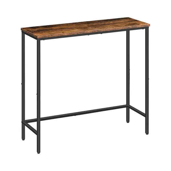 HÜSq Consoletafel - Houten Wandtafel - Haltafel - 75x24x75cm (L X B X H) - Industrieel Design - Vintage Bruin thumbnail