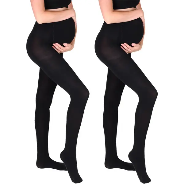 Mamsy - 2-Pack Opaque Zwangerschapspanty Super Mat 100den - Zwart - M thumbnail