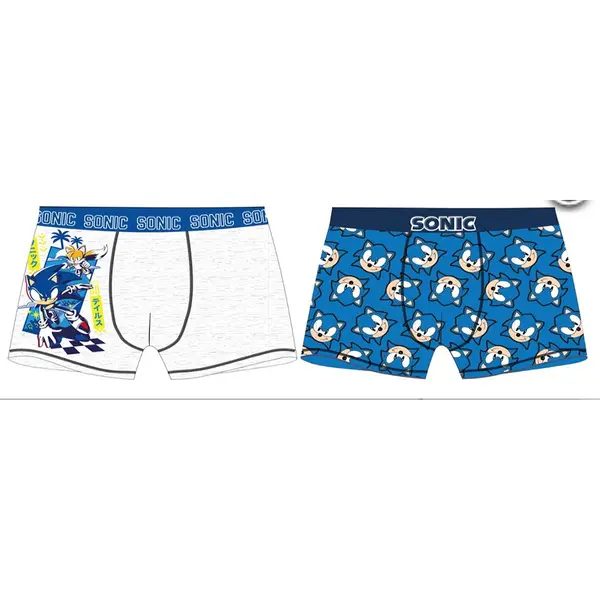 Sonic The Hedgehog - Boxershort - 2 Stuks - Blauw/Grijs thumbnail