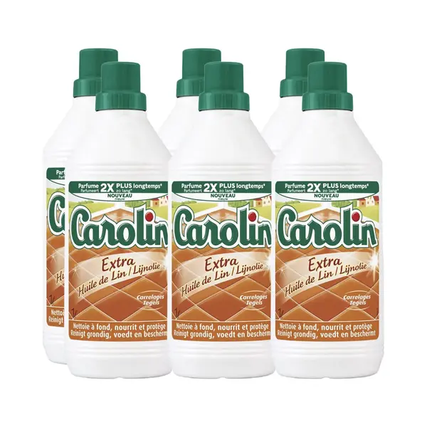 Carolin Vloerreiniger Voor Tegels - 6 X 1L - Met Extra Lijnolie - Reinigt En Beschermt - Voordeelverpakking thumbnail