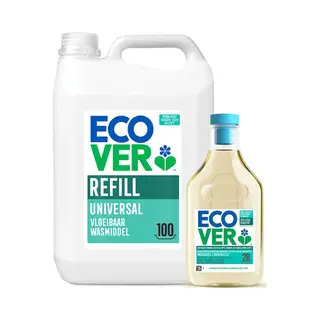 Ecover - Vloeibaar Wasmiddel Universal - Voordeelverpakking 5 L + 1 L - 128 Wasbeurten - Plantaardig & Biologisch Afbreekbaar - Krachtige Reiniging