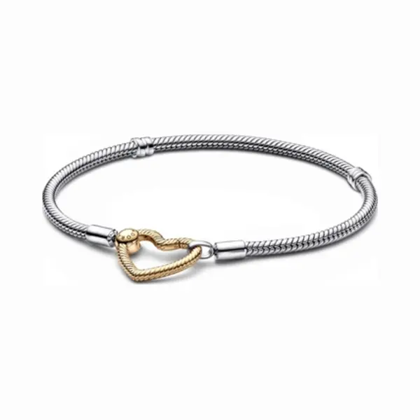 Pandora Mixed Metal Heart Closure Bracelet - 18cm thumbnail