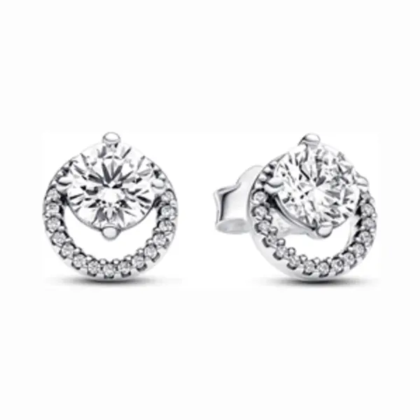 Pandora Sparkling Round Halo Stud Silver Earrings thumbnail
