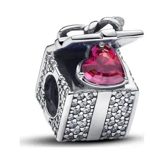 Pandora Moments Sparkling Gift Box Charm Made Of Sterling Silver With Cubic Zirconia, Compatible Moments Bracelets, 793603C01