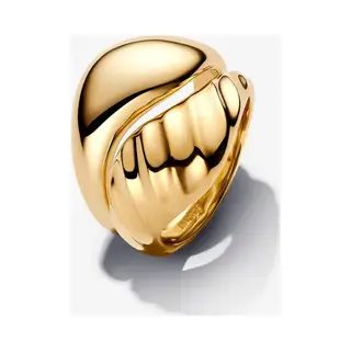 Pandora Gold Rippled Stacking Rings - 56