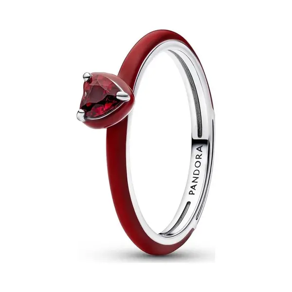 Pandora Silver Red Chakra Heart Ring - 52 thumbnail