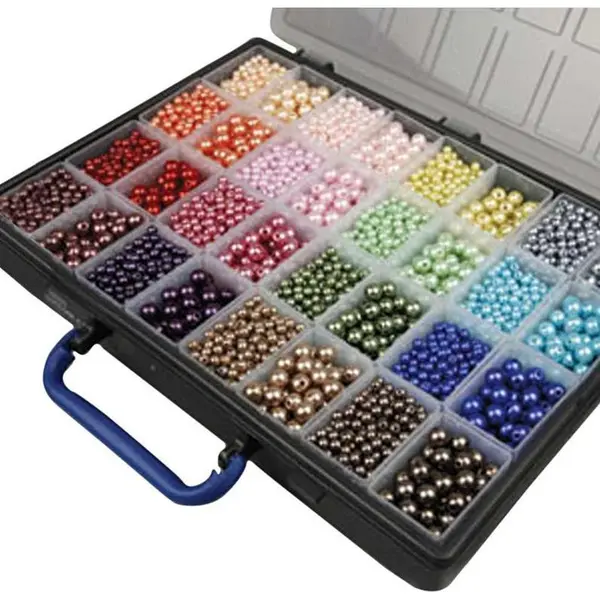Creativ company Luxe Wax Kralen - Assortiment, Incl. Bewaardoos Met 32 Vakken, 32x20 Gr thumbnail