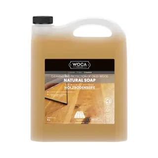 Woca Natural Soap, Natural |5 L| - Concentrated Wood Cleaner For Oil Or Wax Finished Hardwood Floors, Tables, Millwork, Cutting Boards, And
