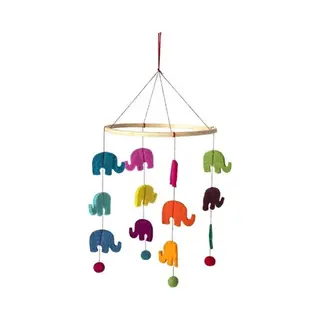 Nature planet Baby Mobiel/boxmobiel - Olifanten Thema - 45 Cm - Hout/vilt - Babykamer