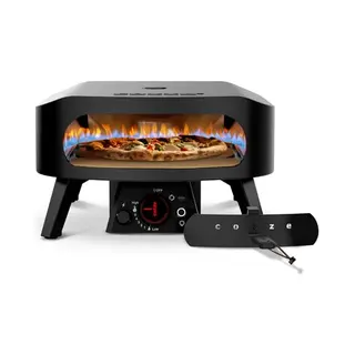 Cozze® 13” Pizzaoven Op Gas – Black Edition – Roterende Pizzasteen – Met Deur – Tot 630°C – Ø34 Cm