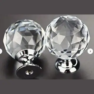 Deurknoppen Diamant Cade - Zilver / Transparant - Kunststof / Metaal - Set Van 4