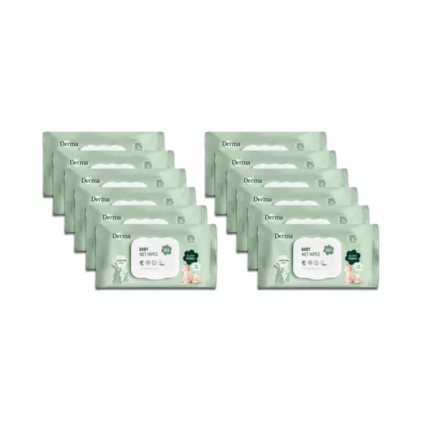 Derma Eco Baby - Billendoekjes - 12 X 64 Stuks - Parfumvrij - Hypoallergeen - Gevoelige Huid thumbnail