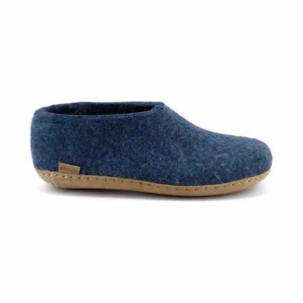 Glerups Indoor Shoes Men & Women (Blue) | Unisex Wool Slippers With Leather Sole | Comfy Slippers Women Men | Cosy Gents And Ladies Slippers thumbnail