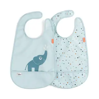 Done By Deer Lätzchen Mit Klettverschluss 2 Pack Elphee Blau - Weiche Wasserdichte Baby Bibs Mit Praktische Auffangschale – Oeko-Tex® Zertifiziert