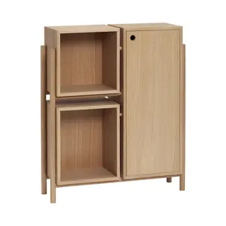 Hubsch Interior HÜBsch Interior - Naturel Eiken Wandkast Met Deur En Open Vakken Fsc® - 76x25xH90cm