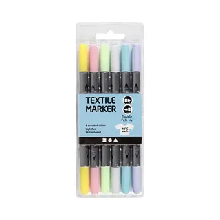Creativ Company Textielstiften Pastelkleuren 6 Stuks Textiel.