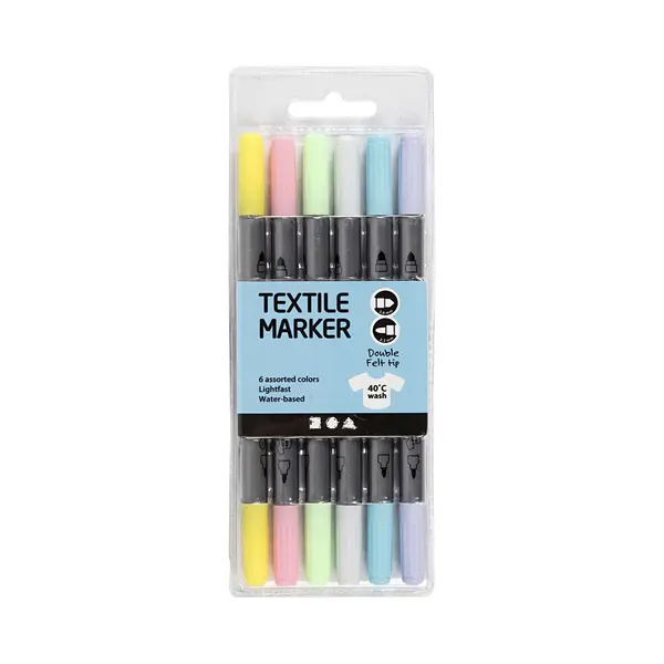 Creativ Company Textielstiften Pastelkleuren 6 Stuks Textiel. thumbnail