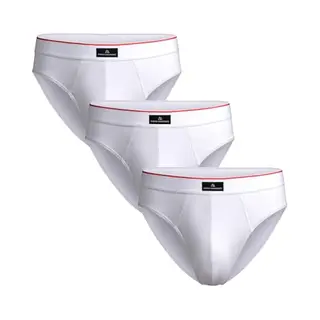 Danish Endurance 3er Pack Klassischer Slip Herren Aus Baumwolle, Weiche Herren Unterwäsche Weiß/Rot Xl