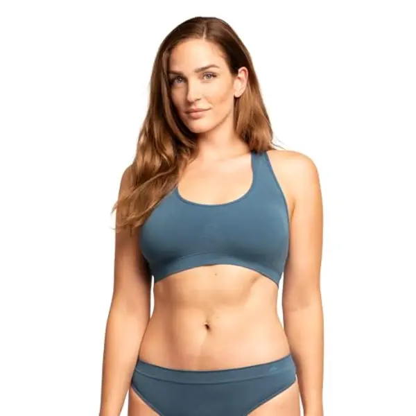 Danish Endurance Naadloze Bamboe Viscose Bralette, Beugelloos, Zacht & Stretchy, Voor Dames, 1-pak, Blauw, Xl-Xxl thumbnail