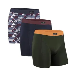 Danish Endurance Set Van 3 Boxershorts Van Elastisch Katoen Voor Heren, Veelkleurig (1x Groen/oranje, 1x Marineblauw/bordeaux, 1x Retro), M