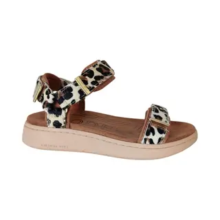 Woden Sandalen Met Riem 'Line Animal' Beige / Donkerbruin