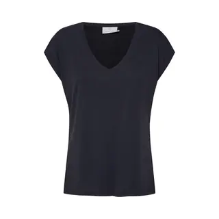Kaffe T-Shirt KAlise Damen T-Shirt Kurzarm V-Ausschnitt Basic Shirt L, Washed Black