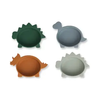 Liewood Iggy Dino Siliconen Kommenset - Blue Multi Mix - 4 Stuks