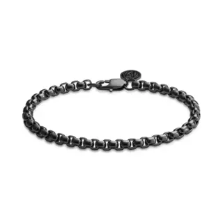 Lucleon Essentials | 5 Mm Gunmetal Zwarte Armband Met Gebogen Venetiaanse Schakels