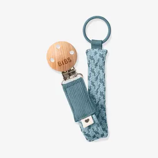 Bibs Soother Clip Braided Fits All Pacifiers 0+ Months Petrol/Baby Blue