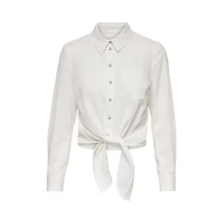 Only Damen Onllecey Ls Knot Shirt Noos Wvn Bluse, Cloud Dancer, Xl