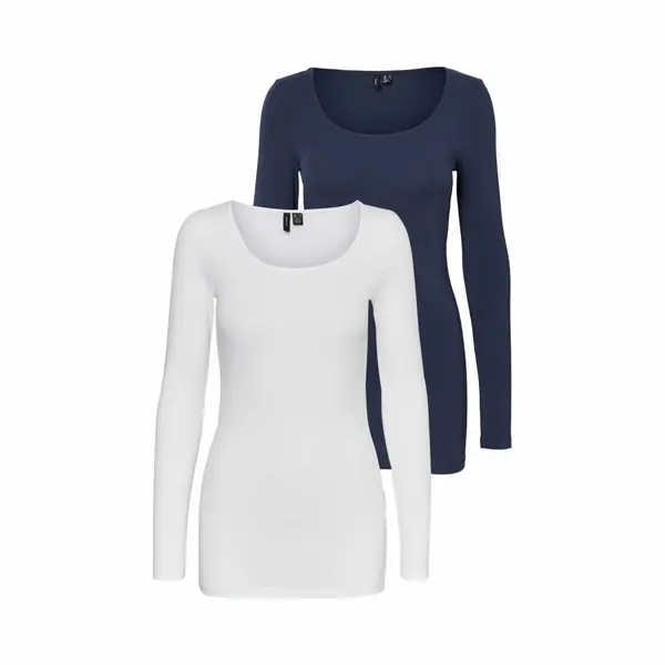 Vero Moda 10236178-Schwarz/Schwarz-Xs Bluse mit langen Ärmeln Baumwolle, Elasthan thumbnail