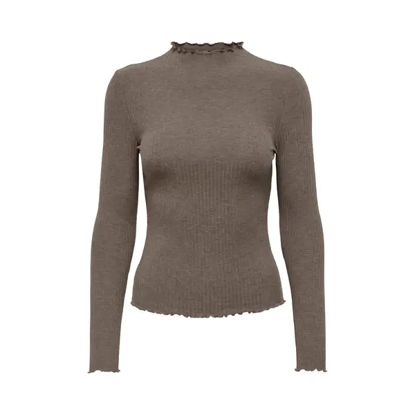 Only Damen Onlemma L/S High Neck Top Noos Jrs Langarmshirt, Caribou/Detail, Melange, M thumbnail