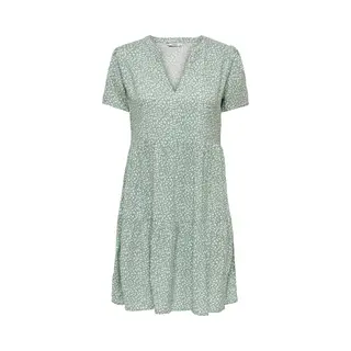 Only Onlzally Life S/S Thea Dress Noos Kurzes Kleid Grün Weiß In L