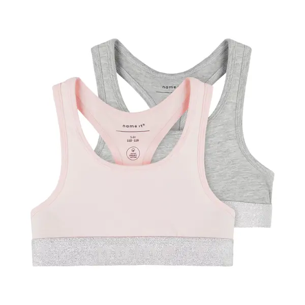 Name It Mädchen Nkfshort Top 2p Noos Unterhose, Barely Pink/Pack, w/ Grey Melange, 158/164 thumbnail