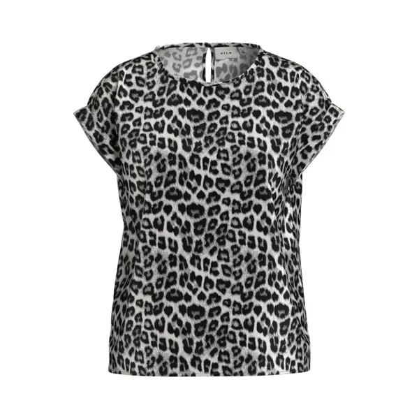 Vila T-shirt Viellette S/s Full Satin Top - Noos 14109246 Glacier Gray/leo Dames Maat - 34 thumbnail
