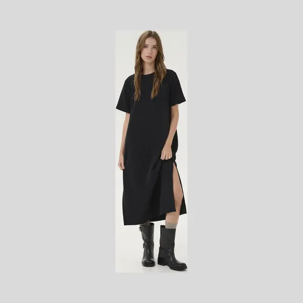 My Essential Wardrobe Hellamw R-neck Long Dress Dames - Jurk - Zwart - Maat M thumbnail