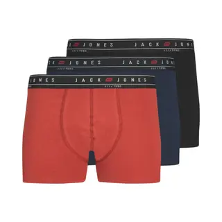 Jack & Jones Heren Boxershorts Trunks Jacnagee Rood/Donkerblauw/Zwart 3-Pack - Maat M