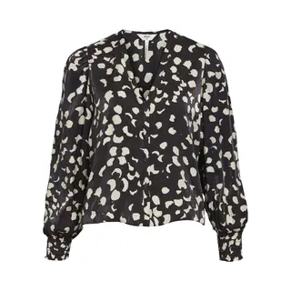 Object Blouse 'Omika' Ecru / Zwart