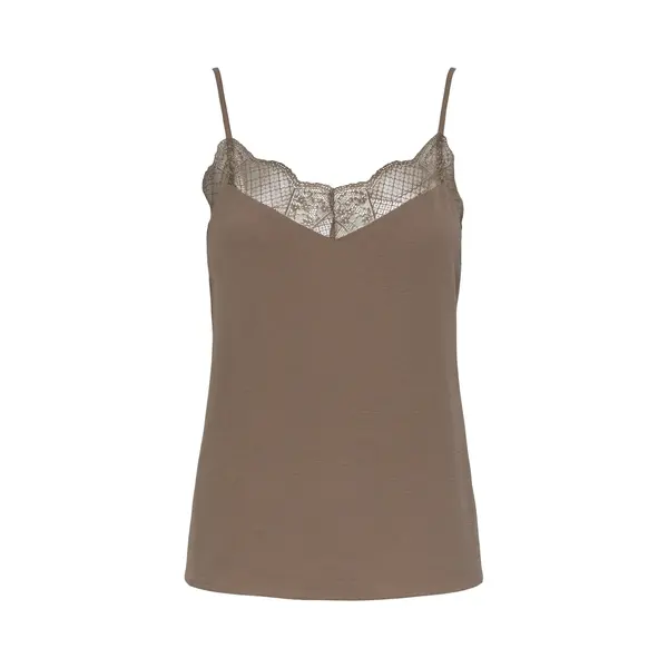 Pieces, Damen, Blusen, Pctiffany Strap Lace Top Wvn Noos Bc, Braun, (Xxl) thumbnail
