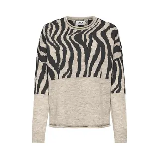 Only - Onljade Zebra Ls O-Neck Rp Knt - Dames - Gebreide Truien