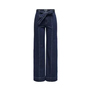 Only Damen Onlmadison Blush Hw Wide Belt Dnm Bj Jeans, Dark Blue Denim, M / 32L