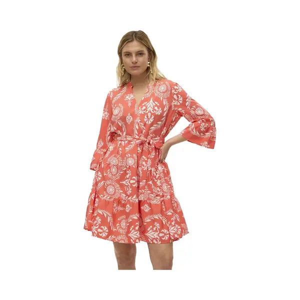 Vero Moda - Vmzera 3/4 V-Neck Short Dress Exp Ga - Dames - Mini Jurken thumbnail